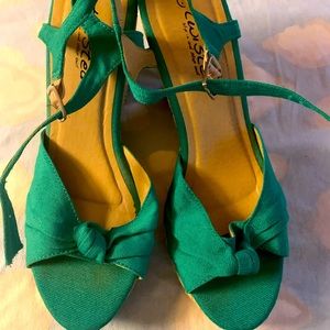 Emerald Green Wedge Sandals